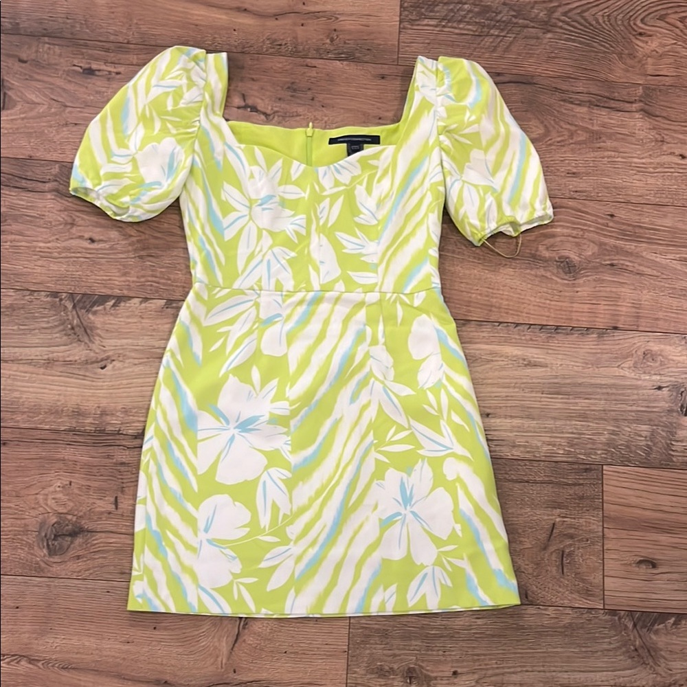 French Connection Green Puff Sleeve Sundress